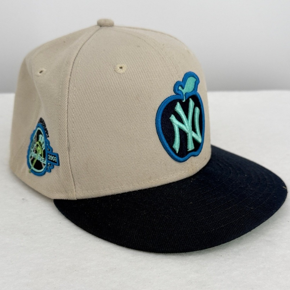 New York Yankees New Era 59FIFTY Big Apple Hat Tan Navy 7 1/8 2003 World Series